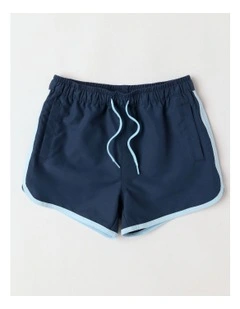 Recycled Boardshort with Side Stripe in Navy