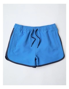 Recycled Boardshort with Side Stripe in Navy