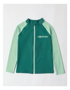 Recycled Zip Through Rashvest in Green