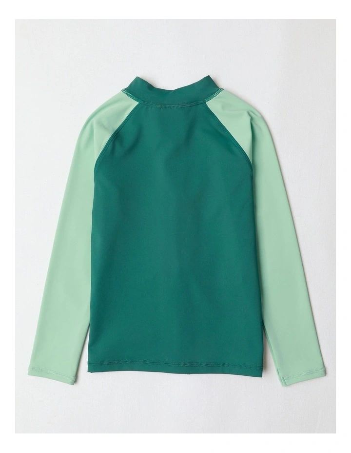 Recycled Zip Through Rashvest in Green image 3