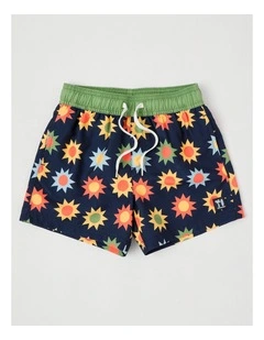 Woven Spliced Boardshort in Sun/Navy