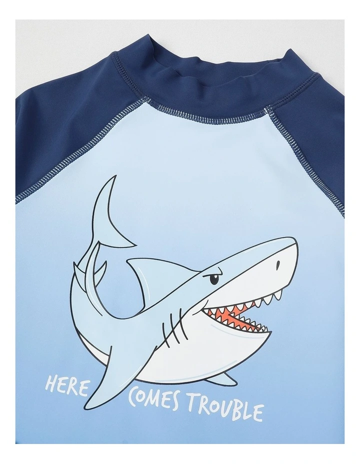 Recycled Long Sleeve Rashvest in Shark/Blue & Navy image 2