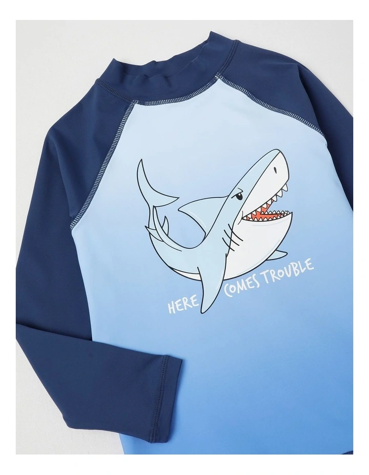 Recycled Long Sleeve Rashvest in Shark/Blue & Navy image 4