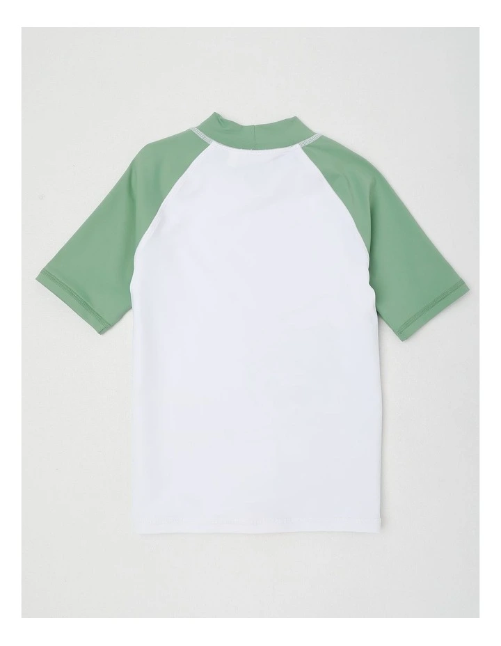Recycled Short Sleeve Rashvest in Surfing Koala/Khaki & Ecru image 3
