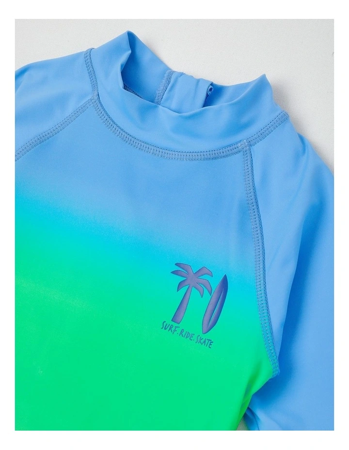 Recycled 3/4 Sleeve Swimsuit in Blue image 2