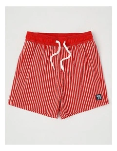 Textured Boardshort in Red & White