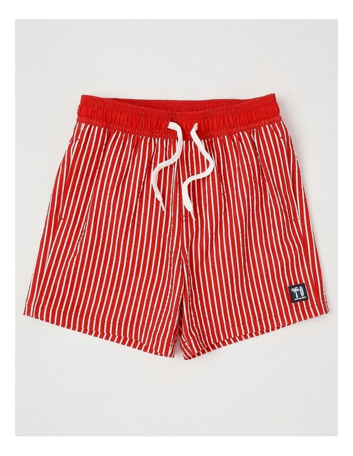 Textured Boardshort in Red & White image 1