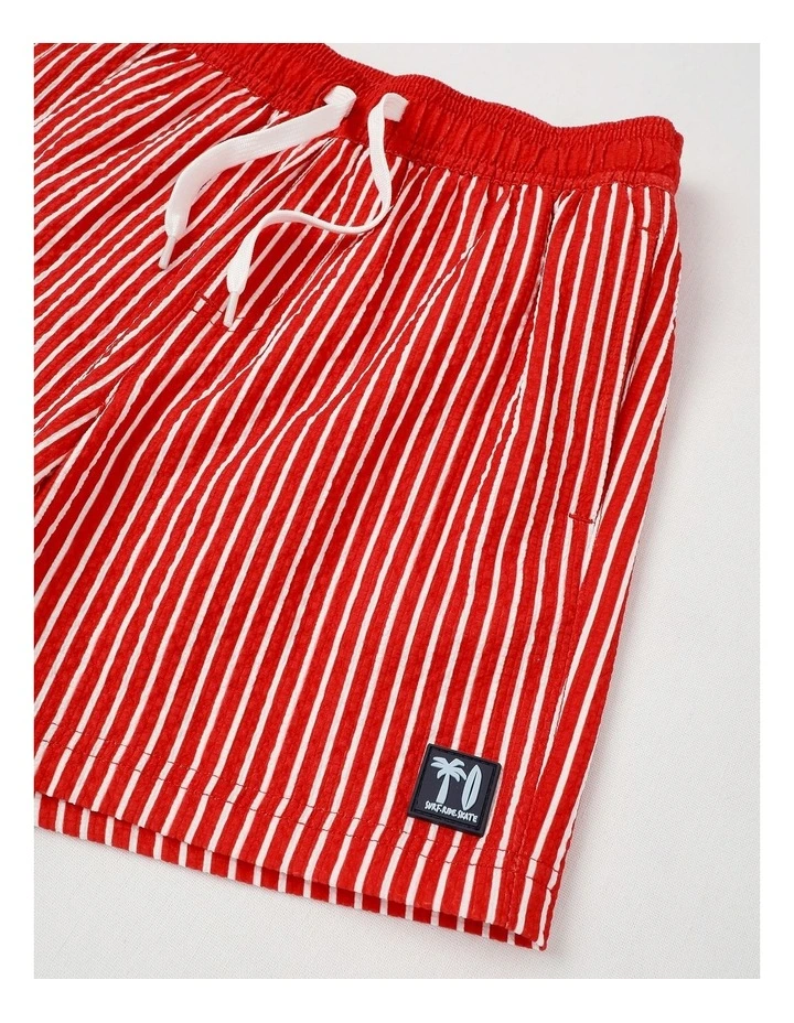 Textured Boardshort in Red & White image 2