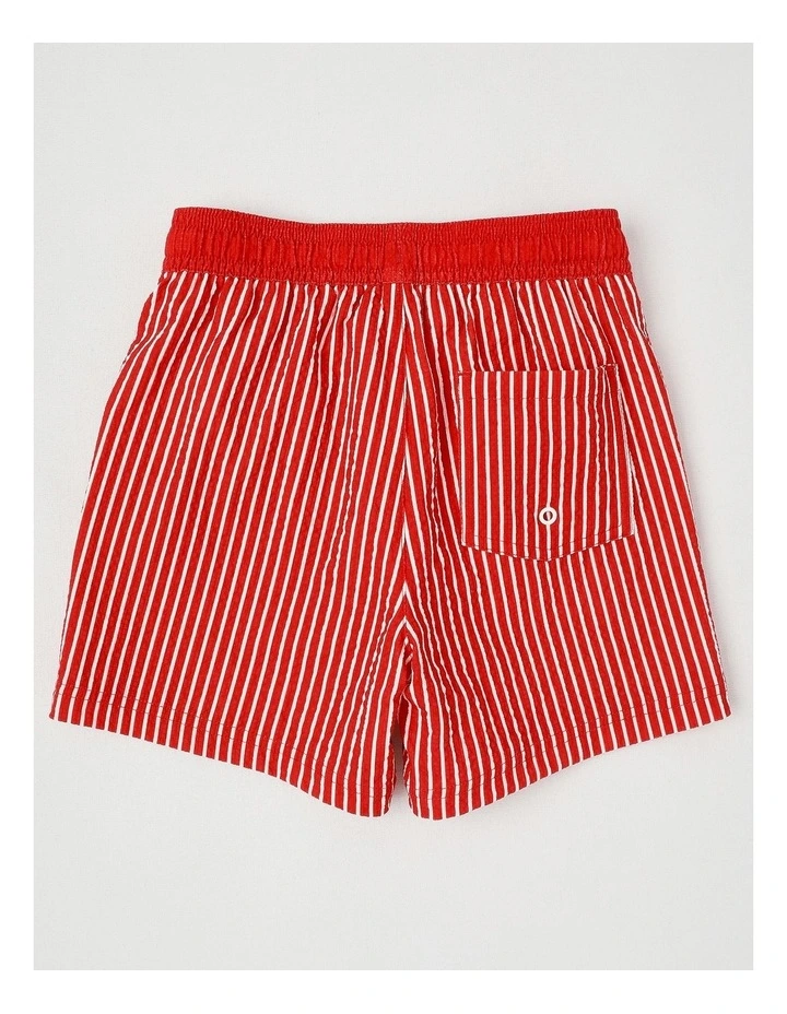 Textured Boardshort in Red & White image 3