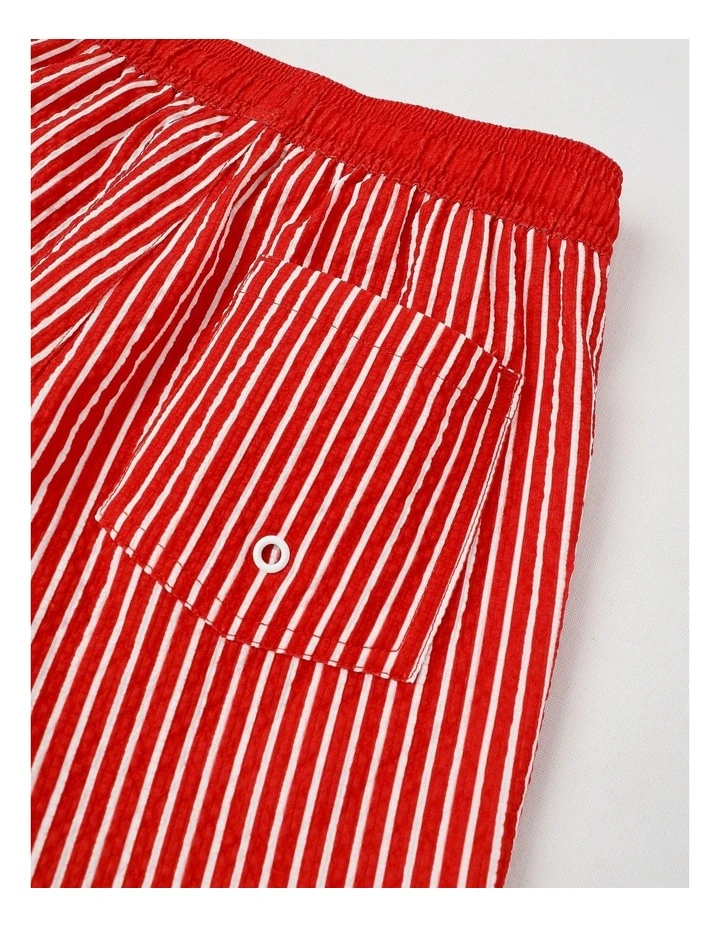 Textured Boardshort in Red & White image 4