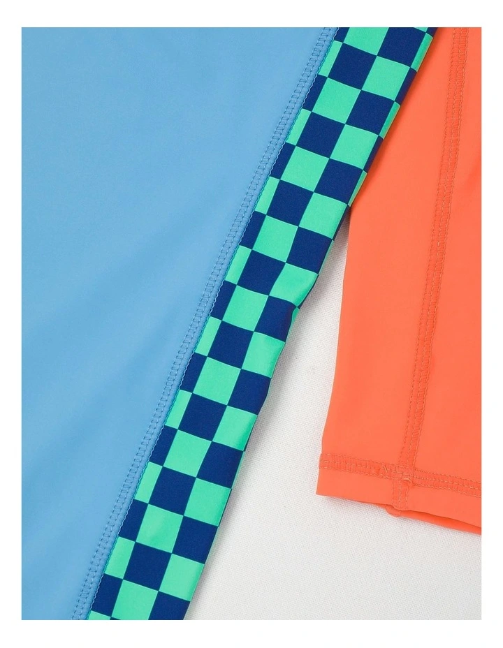 Recycled Long Sleeve Swimsuit in Surf Life Truck Blue & Red image 4