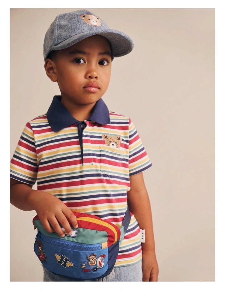 Vintage Stripe Polo Tee in Multi image 4
