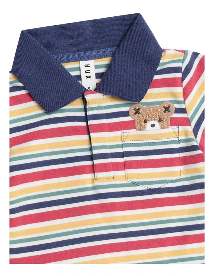 Vintage Stripe Polo Tee in Multi image 6