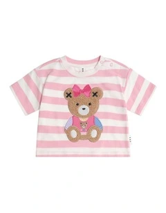 Varsity Huxette Boxy Tee in Pink