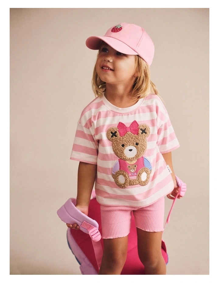 Varsity Huxette Boxy Tee in Pink image 2
