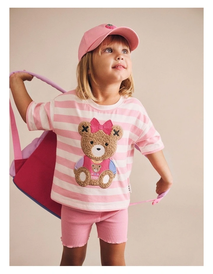Varsity Huxette Boxy Tee in Pink image 3