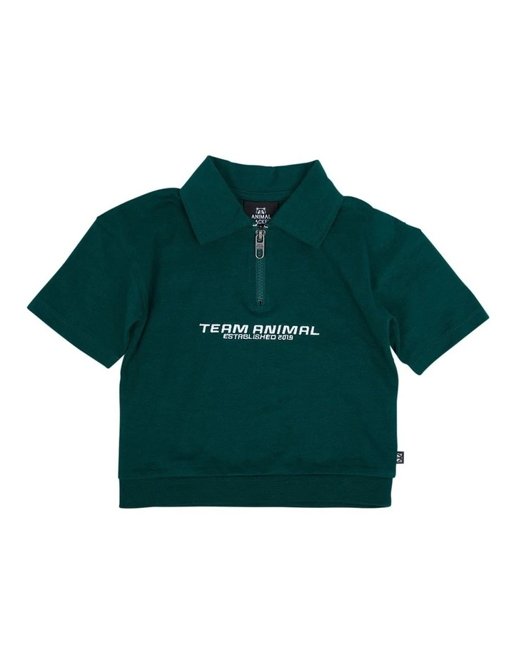 Squad Short Sleeve 1/2 Zip T-shirt in Green image 1