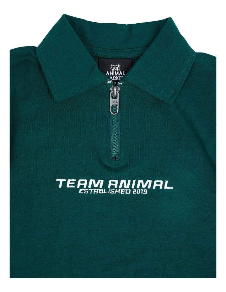 Squad Short Sleeve 1/2 Zip T-shirt in Green image 4