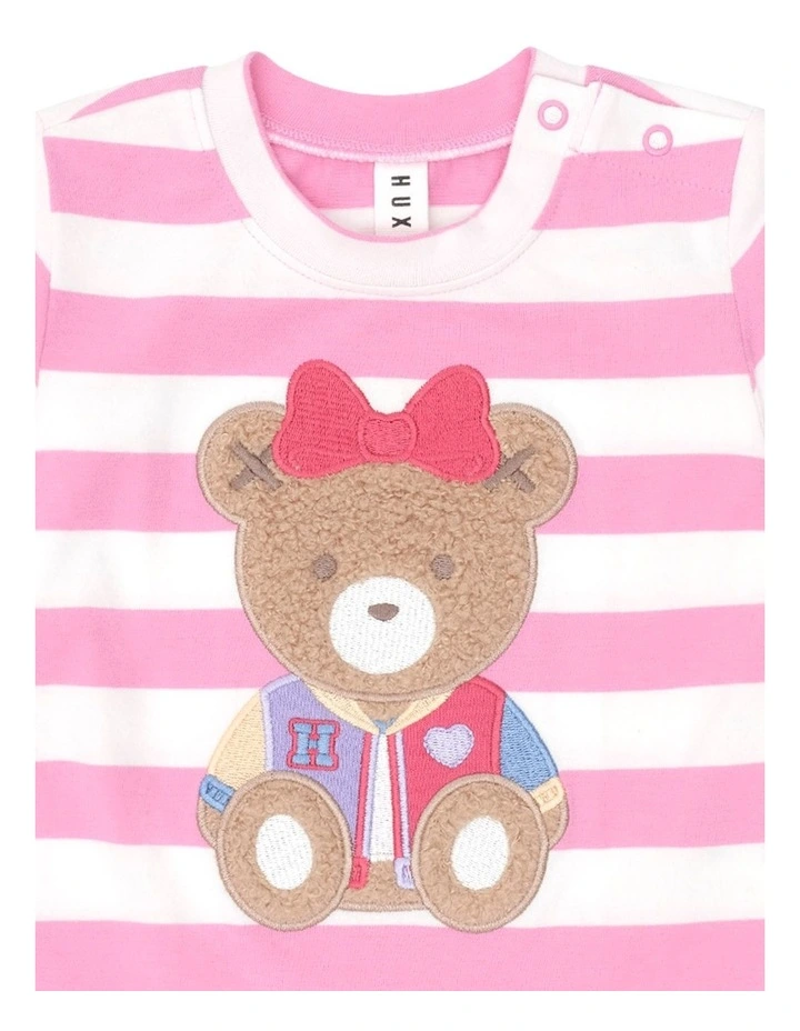 Varsity Huxette Stripe Top in Pink image 3