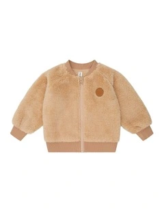 Varsity Fur Jacket in Brown