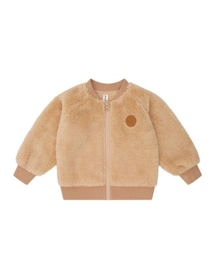 Varsity Fur Jacket in Brown image 1