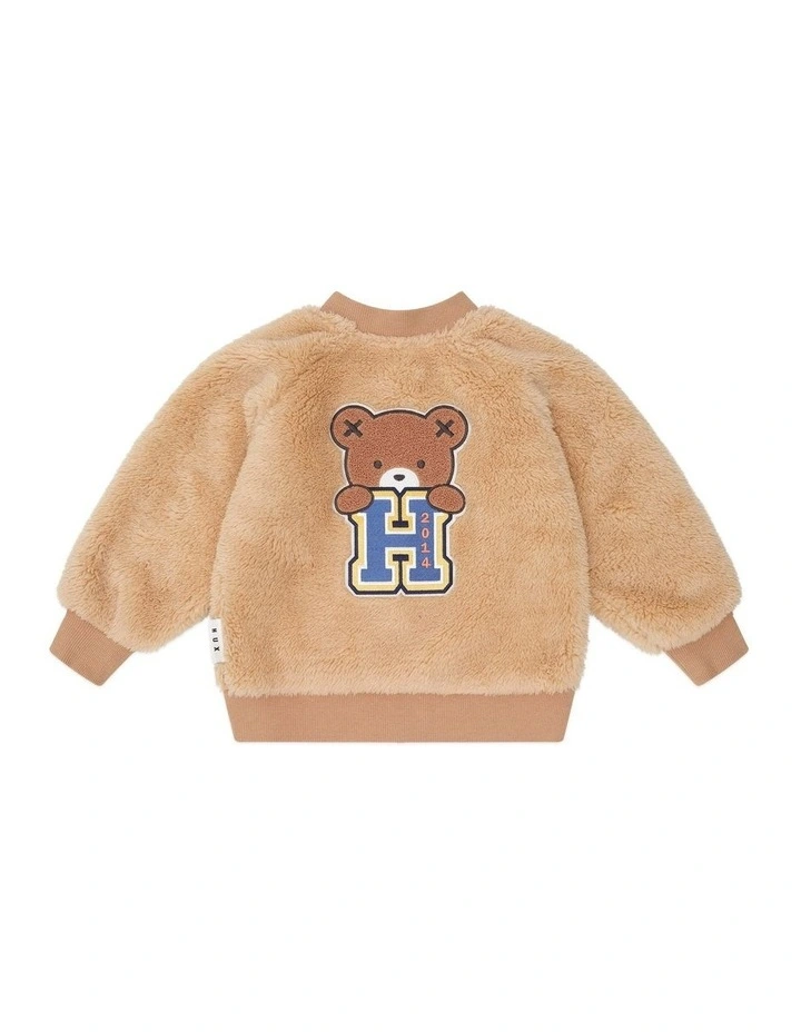 Varsity Fur Jacket in Brown image 2