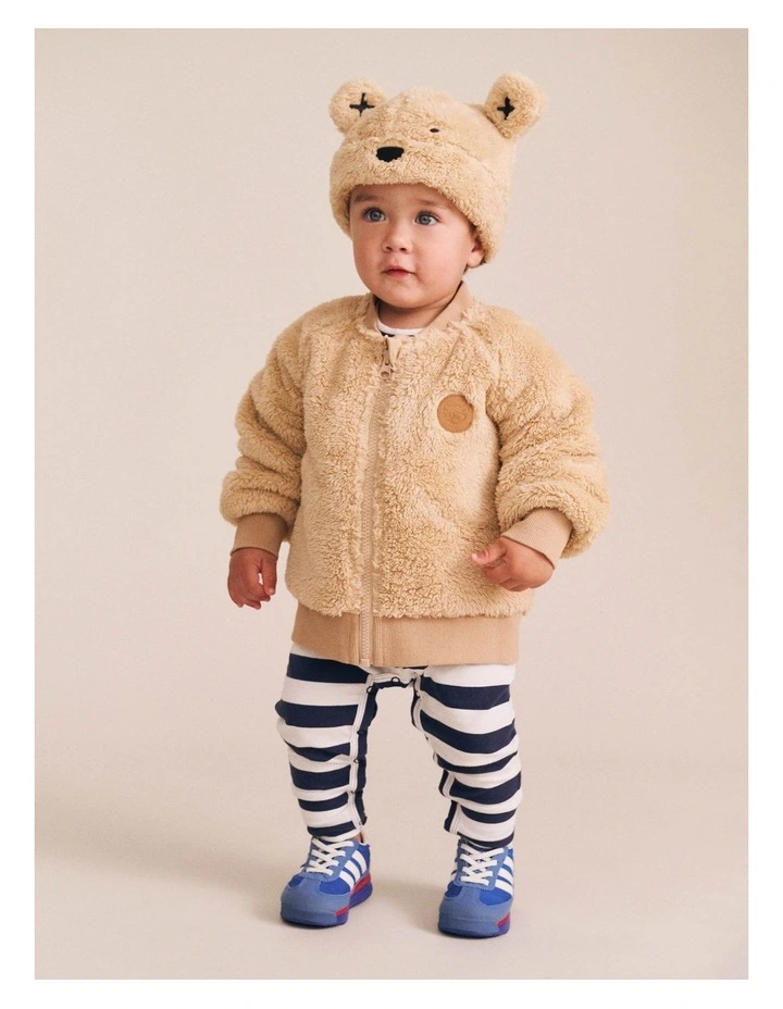 Varsity Fur Jacket in Brown image 3