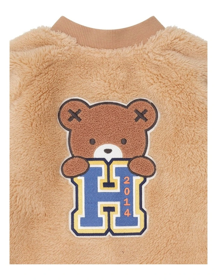 Varsity Fur Jacket in Brown image 5