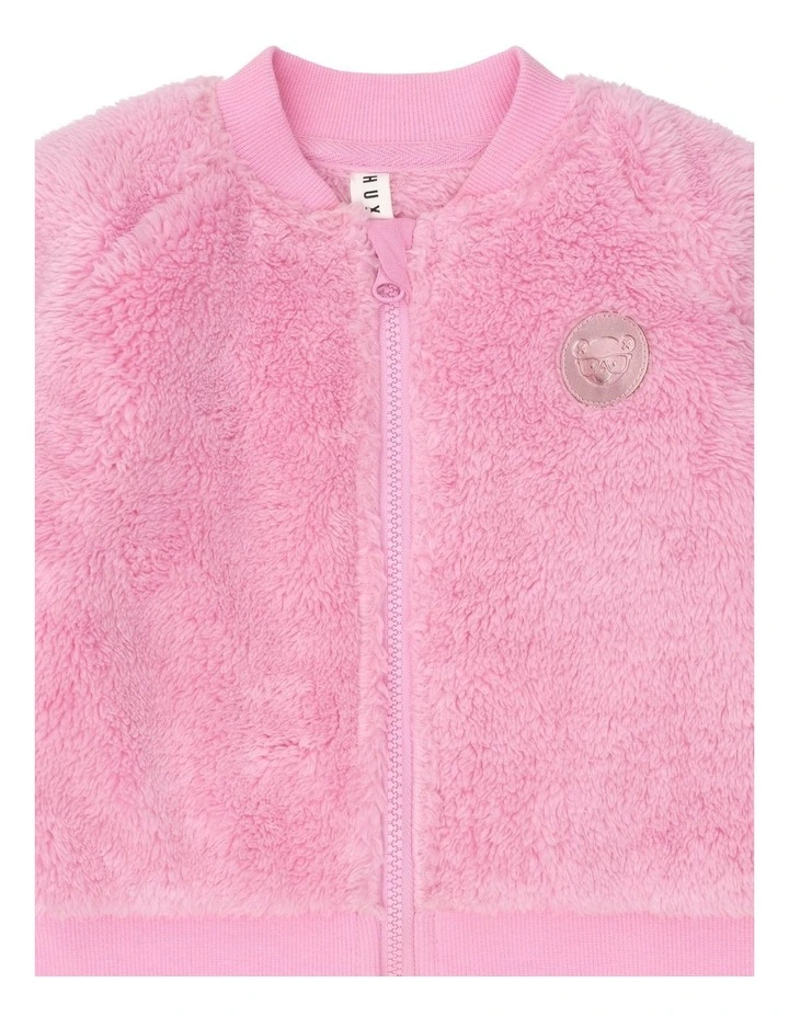 Varsity Huxette Fur Jacket in Pink image 6