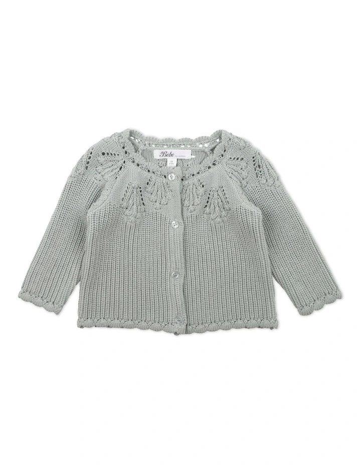Knitted Cardigan in Pistachio Green image 1