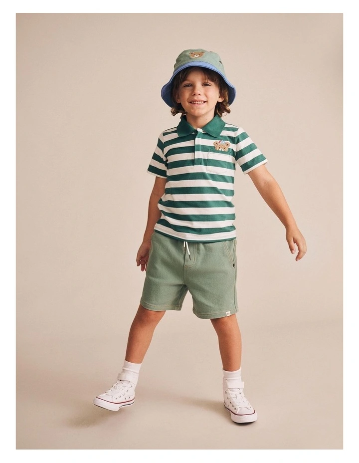 Peekaboo Hux Polo Tee in Green image 2