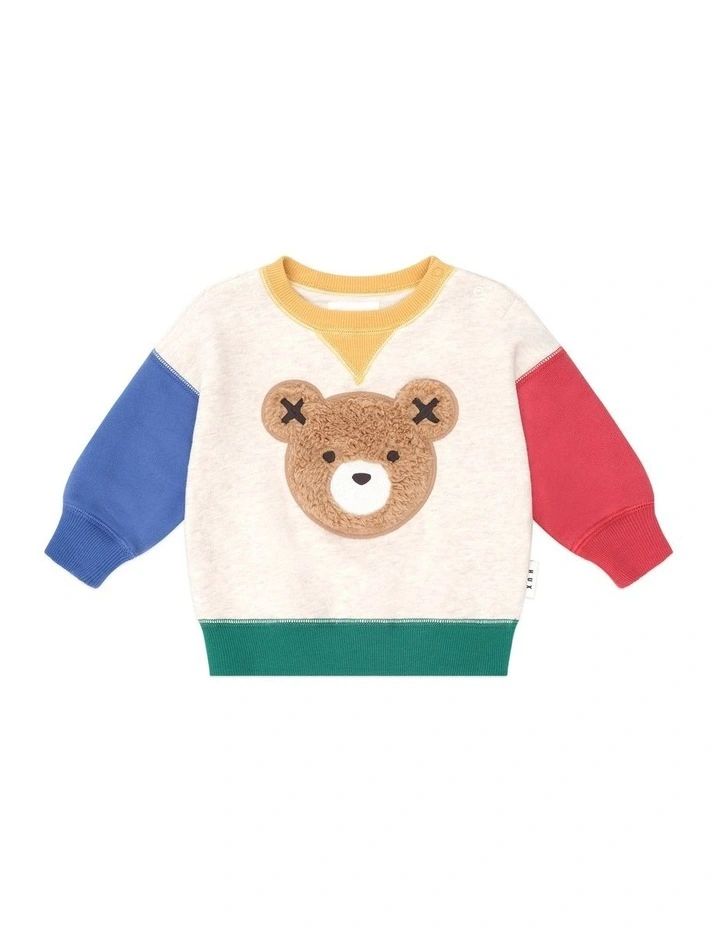 Furry Huxbear Colour Block Sweatshirt in Multi image 1