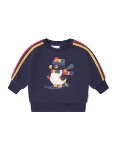 Ski Percy Stripe Drop Shoulder Sweatshirt in Blue