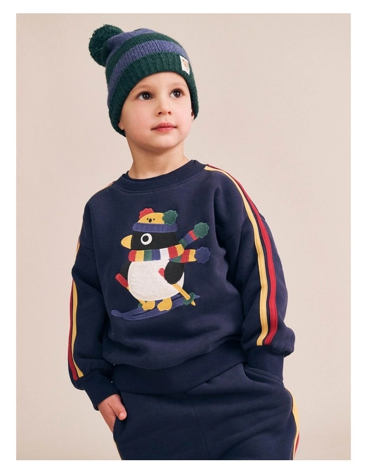 Ski Percy Stripe Drop Shoulder Sweatshirt in Blue image 3