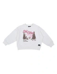 Ski Club Crew T-shirt in Vintage White