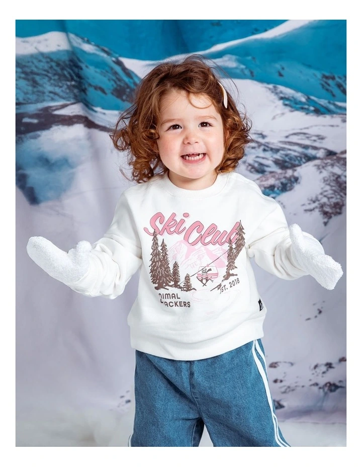 Ski Club Crew T-shirt in Vintage White image 2