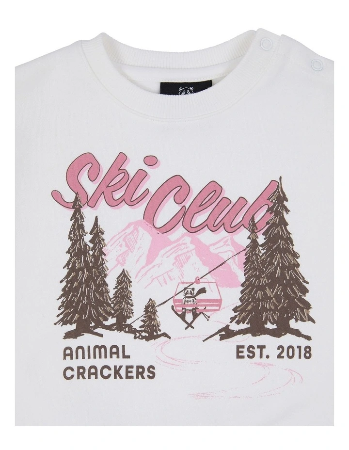 Ski Club Crew T-shirt in Vintage White image 4