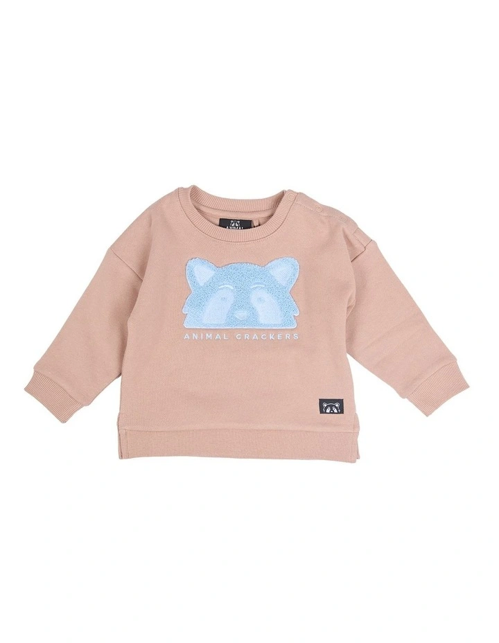 Contrast Raffi Crew Sweater in Tan image 1