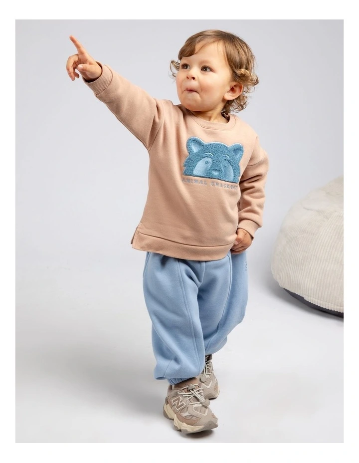 Contrast Raffi Crew Sweater in Tan image 2