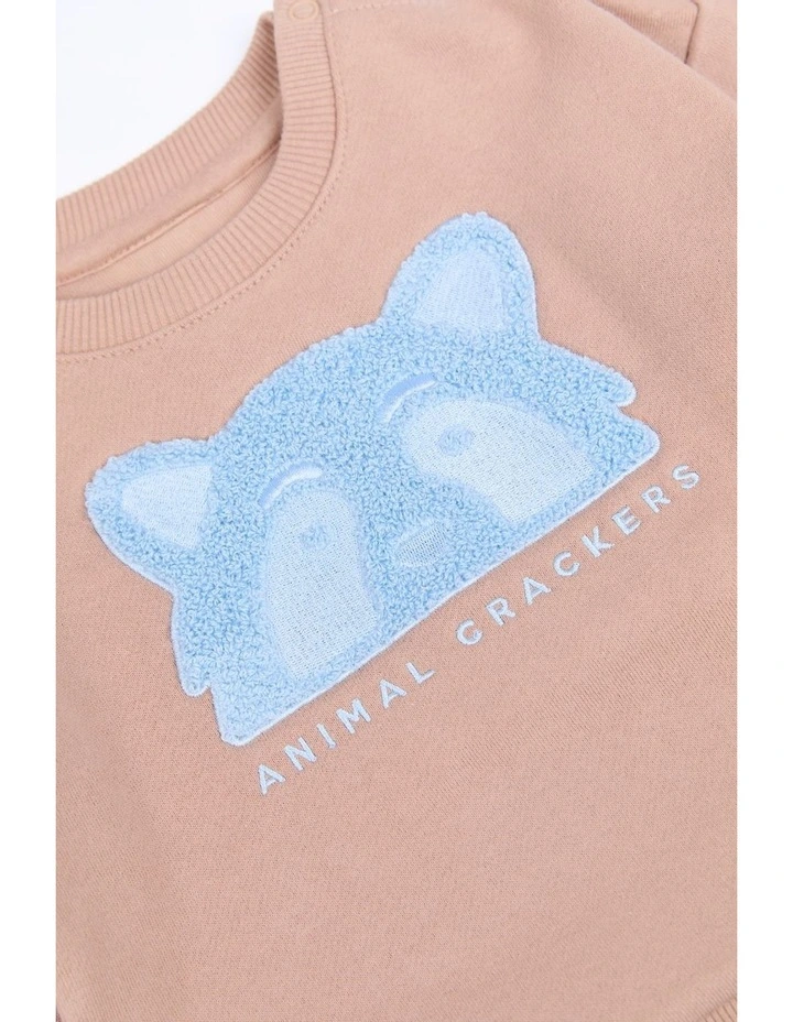 Contrast Raffi Crew Sweater in Tan image 4