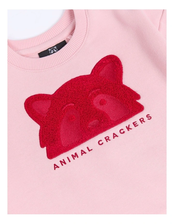 Contrast Raffi Crew Sweater in Pink image 4