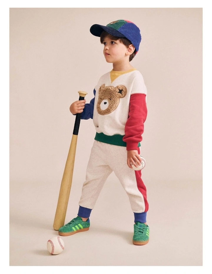 Colour Block Splice Trackpant in Beige image 4