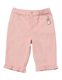 Corduroy Frill Hem Pant in Pink