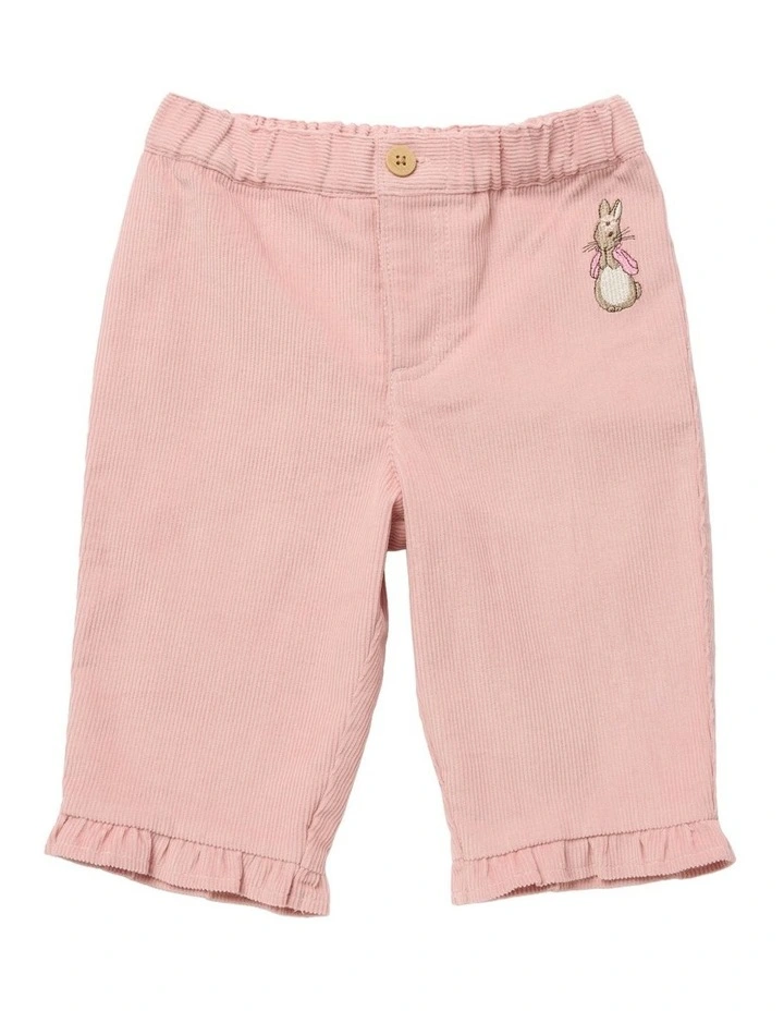 Corduroy Frill Hem Pant in Pink image 1