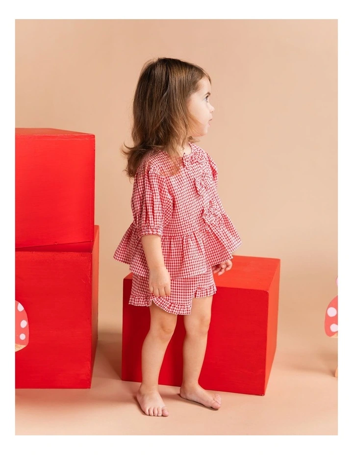 Checkered Shorts in Red image 2
