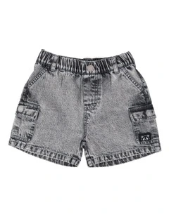 Worn Short in Washed Black