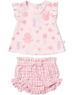 Seascape Top And Woven Bloomer Set in Pink