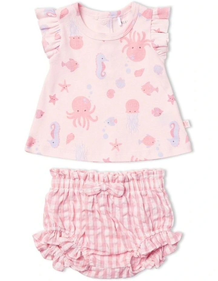 Seascape Top And Woven Bloomer Set in Pink image 1