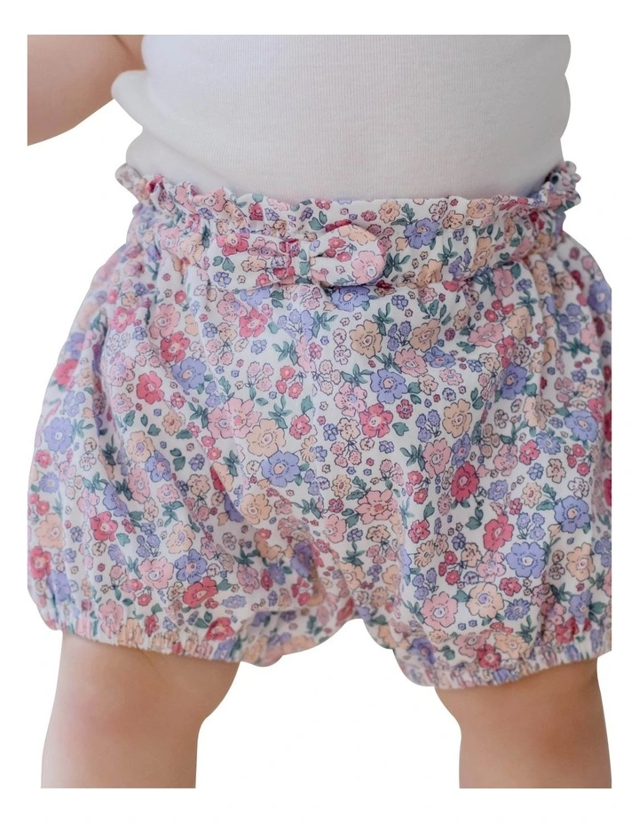 Field of Berries Embroidered Bodysuit & Floral Shorts Set in Multi image 3
