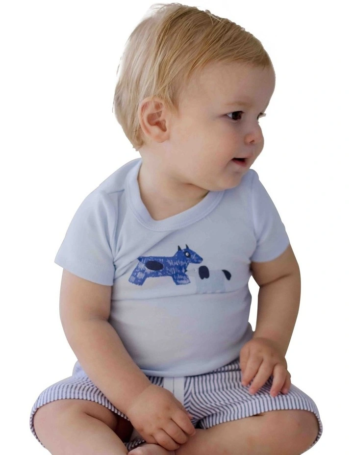 Best Friends T-shirt And Woven Shorts Set in Blue image 2